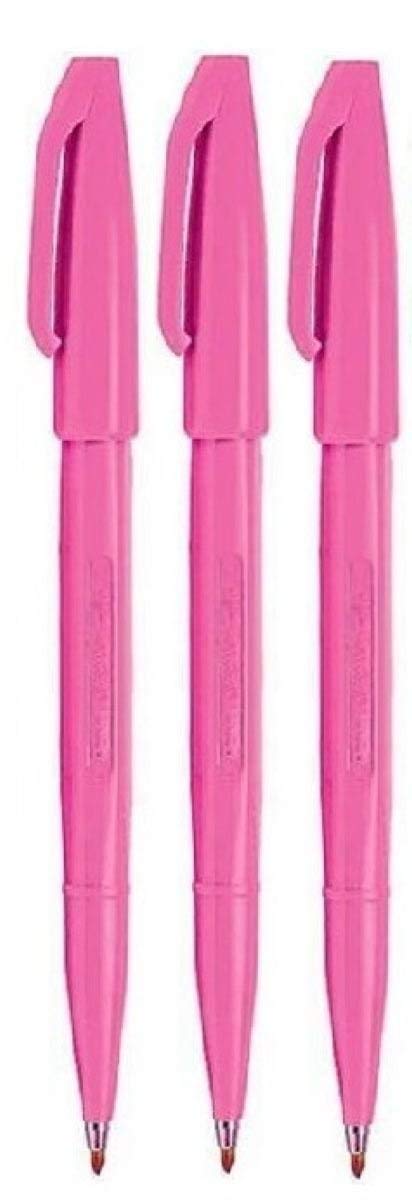 Pentel Pink Original Sign Pen S520 أقلام تحديد برأس من الألياف لون Fineliner 2 مم بنك الاستثمار القومي 1 مم عرض الخط (عبوة من 3)